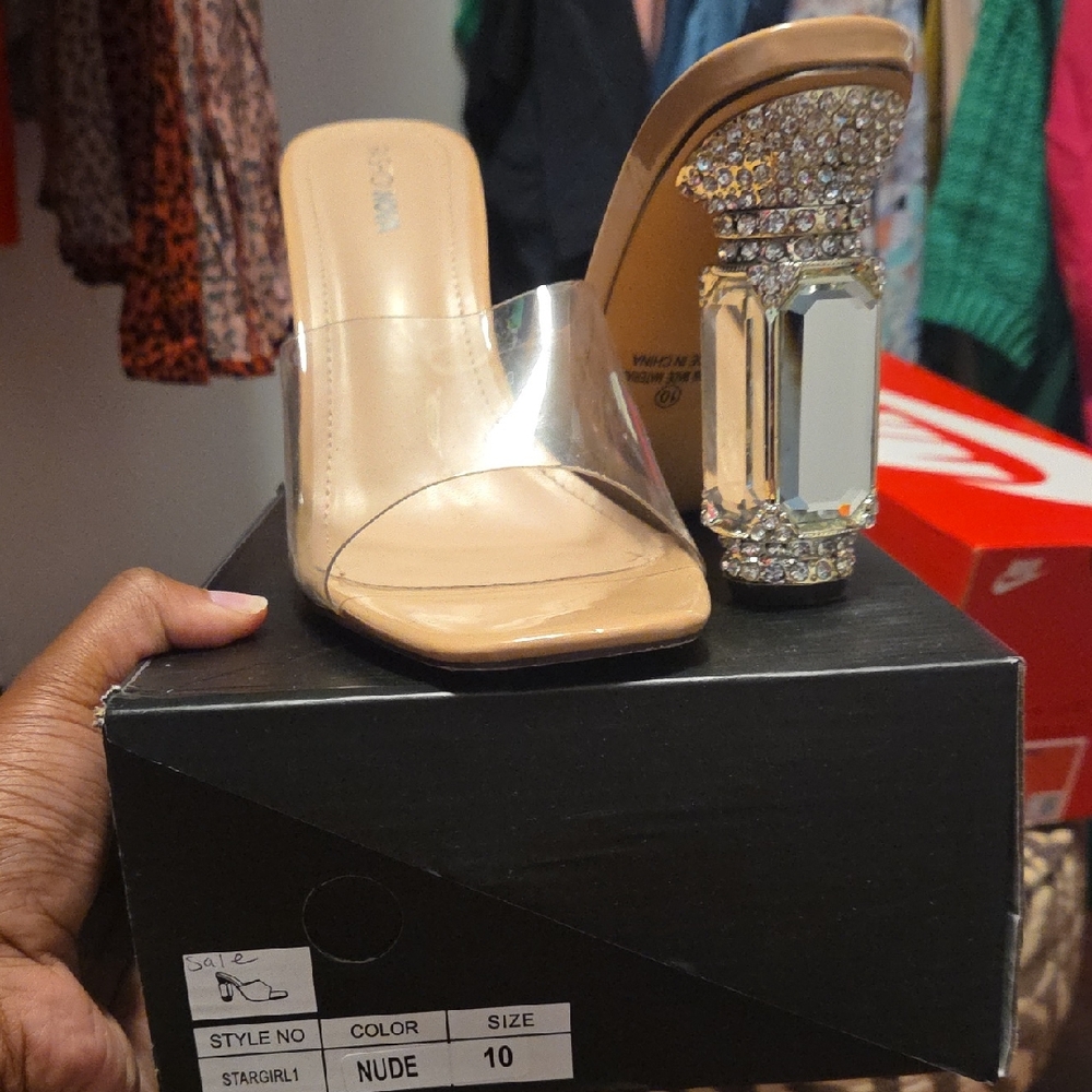 Diamond Heel Clear Heels